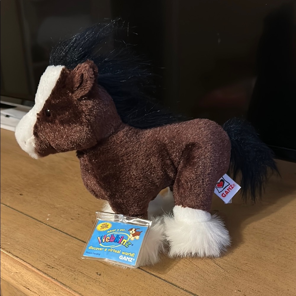 New with tags GANZ Webkinz Clydesdale Horse Brown and White
